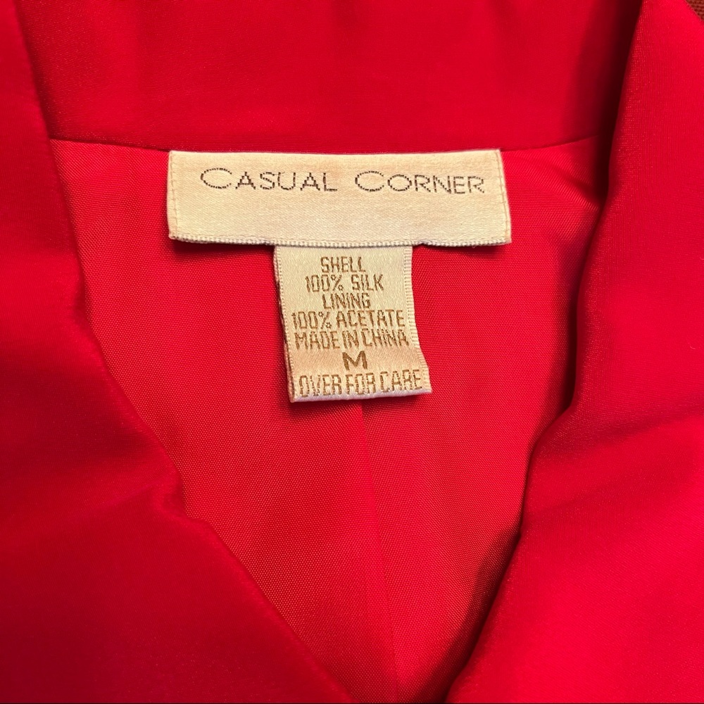 Casual Corners – 2 pc  Day to Evening - Red “Hot” 100% Silk Suit- Skirt/Jacket - Picture 15 of 15